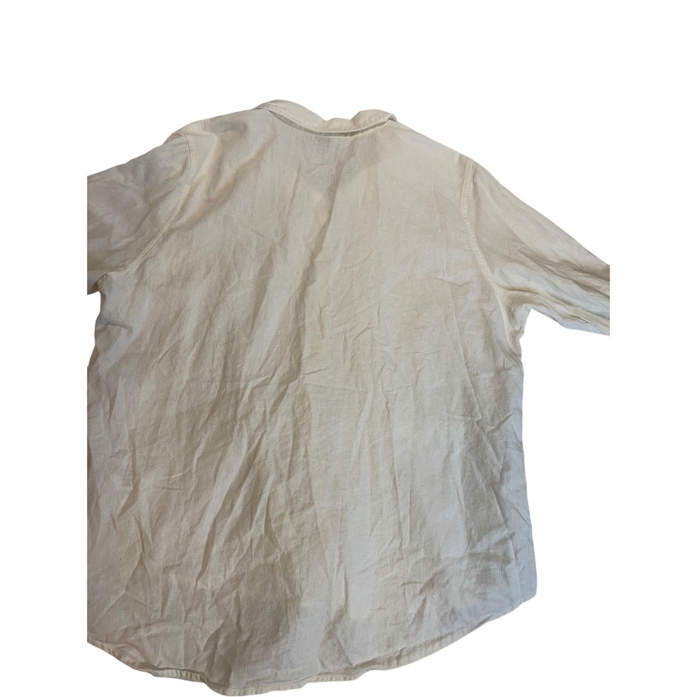 Orvis Classic Womens XL Linen Blend Button Down Shirt Cream Roll Tab Sleeves - Picture 7 of 7